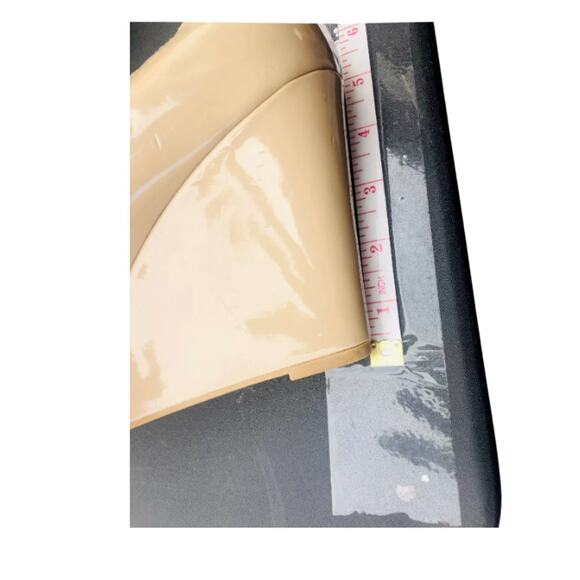 Moda Womens Tan Patent Leather Peep Toe Wedge Slip On Heels Shoes Size 10 - Picture 6 of 10